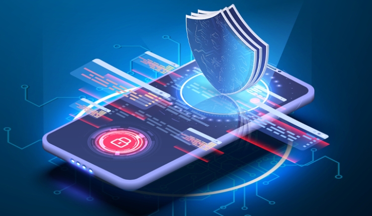 Mobile cybersecurity and fraud graphic